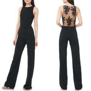 🆕️ NEW LOVE, THEIA Sequin Lace Illusion Back Sleeveless Crepe Jumpsuit 2